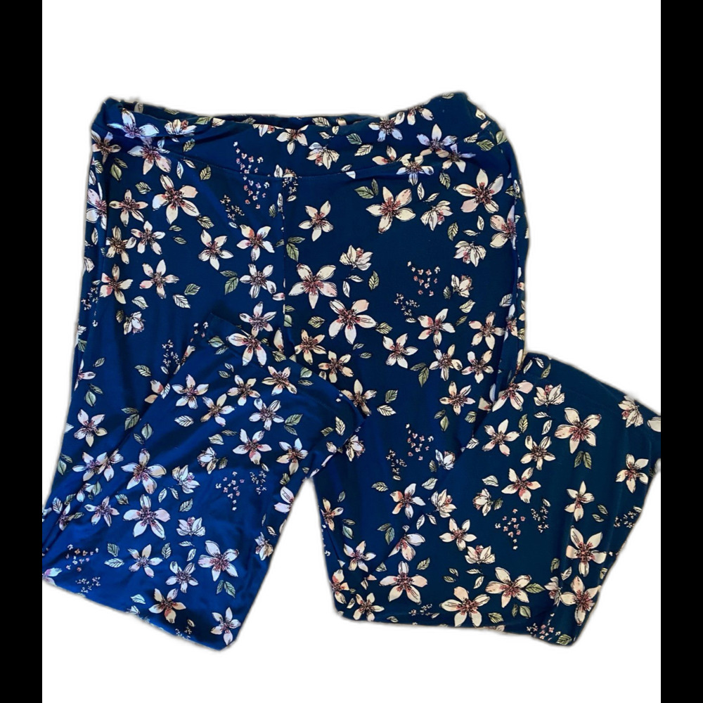 Alani Intimates Blue Floral Pajama Pants Soft Stretchy Casual Lounge Sz Medium?‎